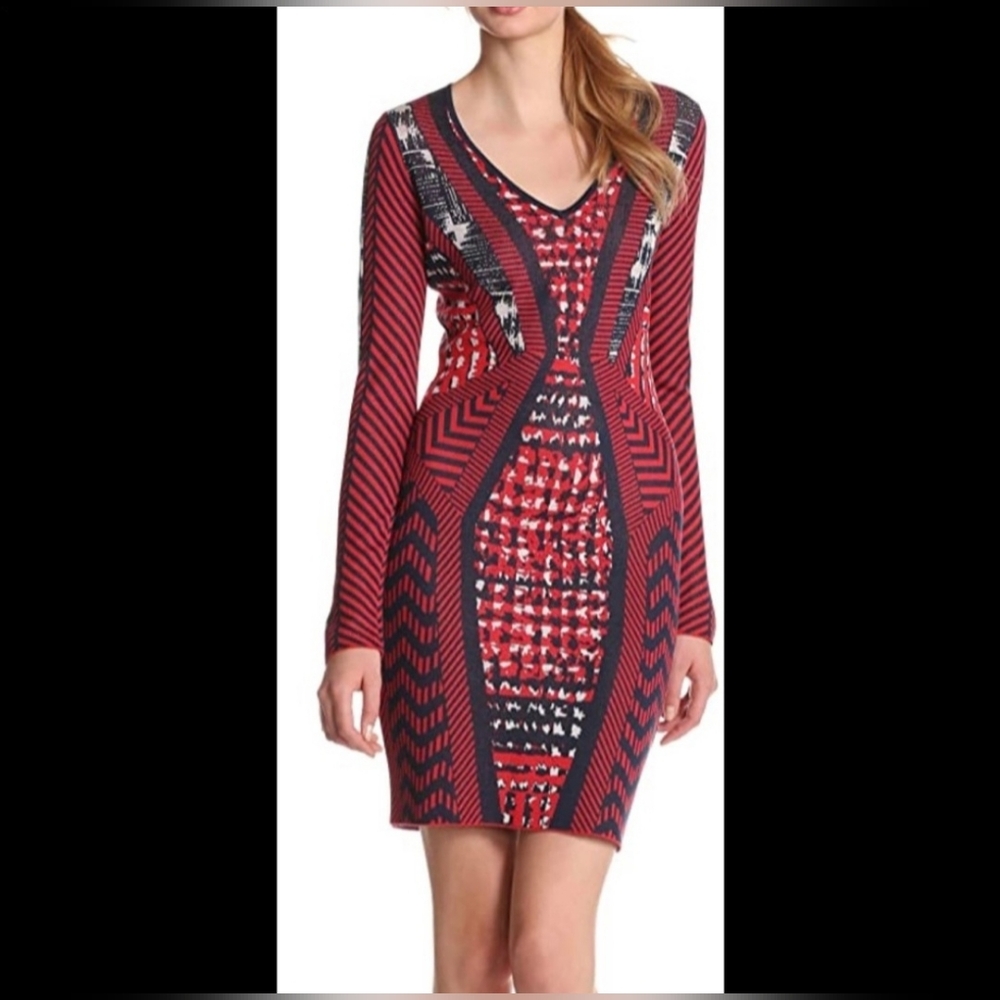 BCBG MaxAzria Glynn Redberry Dress. Silk & Cotton.